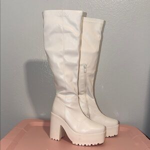 Wild Diva White Platform Boots